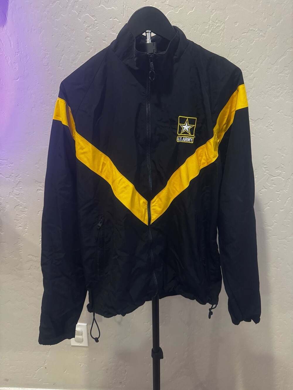 US Army APFU Army Physical Fitness Uniform Jacket Black Yellow Small Long